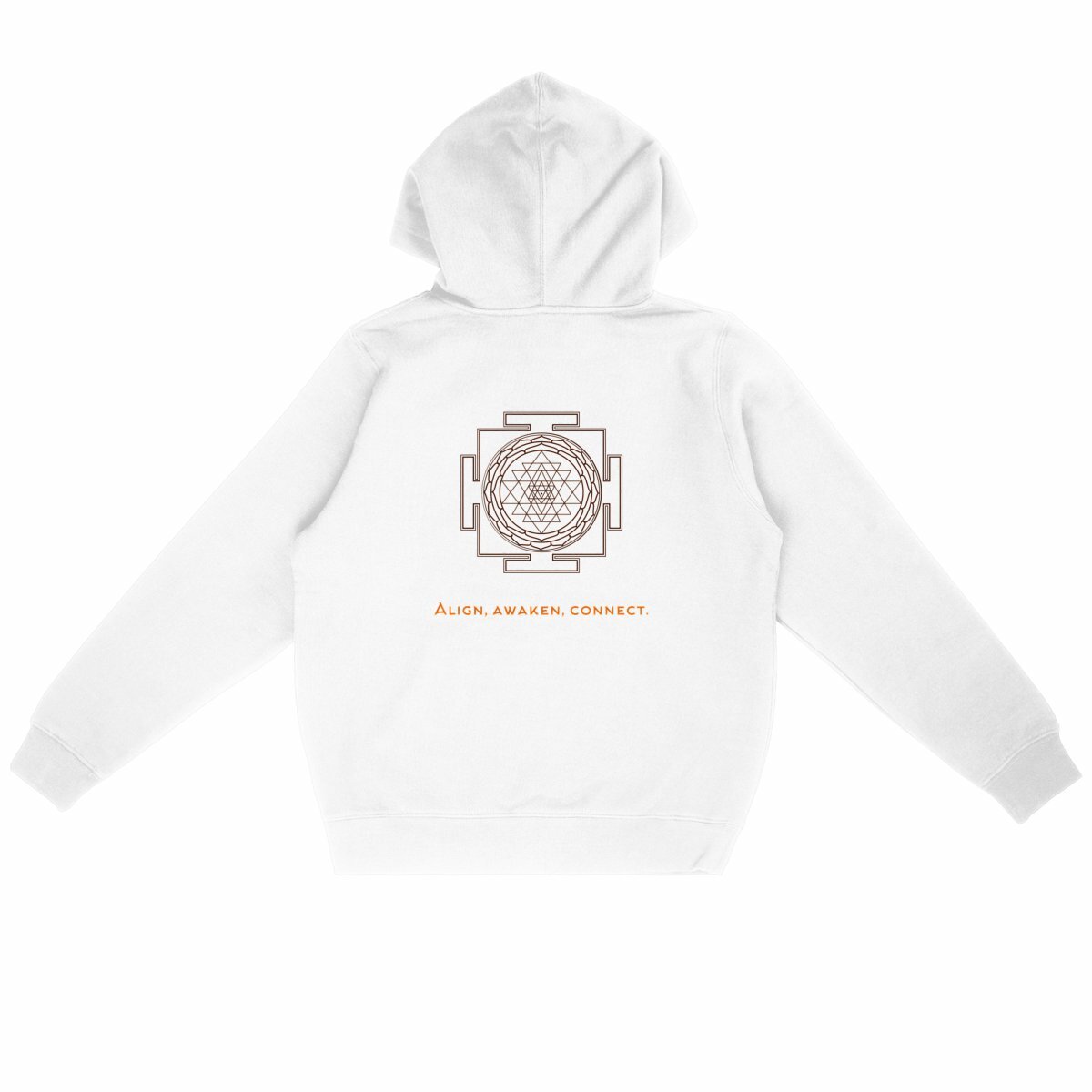 sweat à capuche blanc protection énergétique ancrage équilibre sri yantra symbole indien vibratoire géométrie sacrée