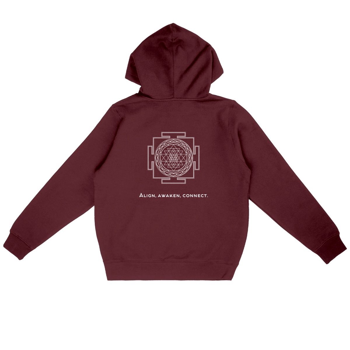 sweat à capuche bordeaux protection énergétique ancrage équilibre sri yantra symbole indien vibratoire géométrie sacrée