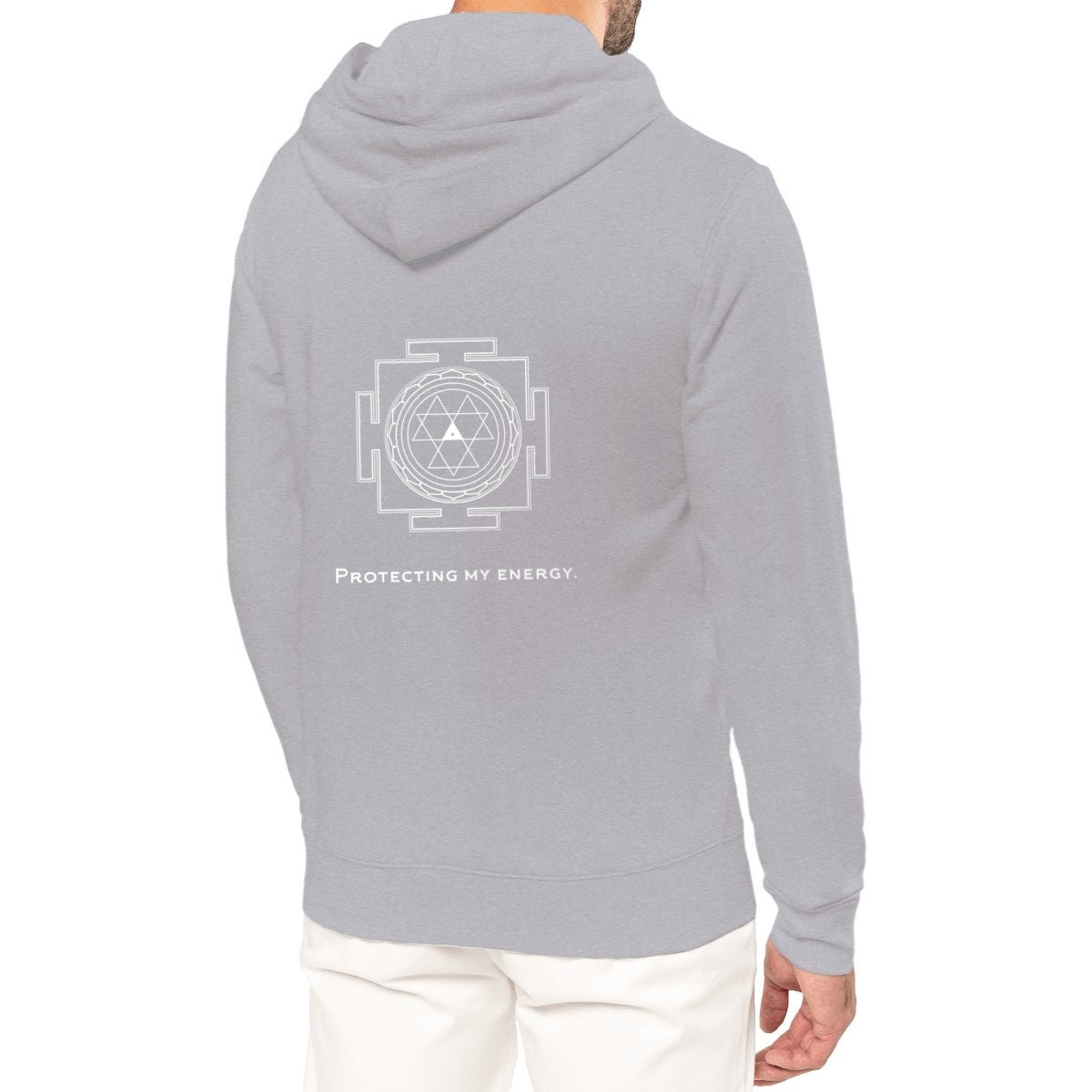 sweat à capuche gris protection énergétique ancrage yantra durga