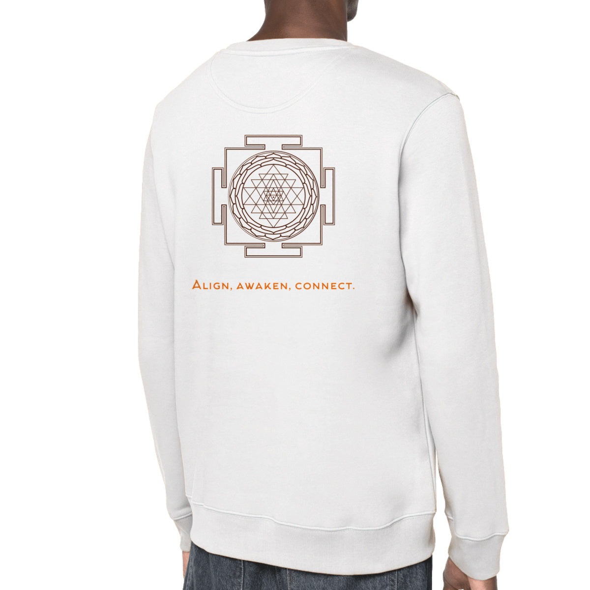 weattshirt blanc protection énergétique ancrage équilibre sri yantra symbole indien vibratoire géométrie sacrée