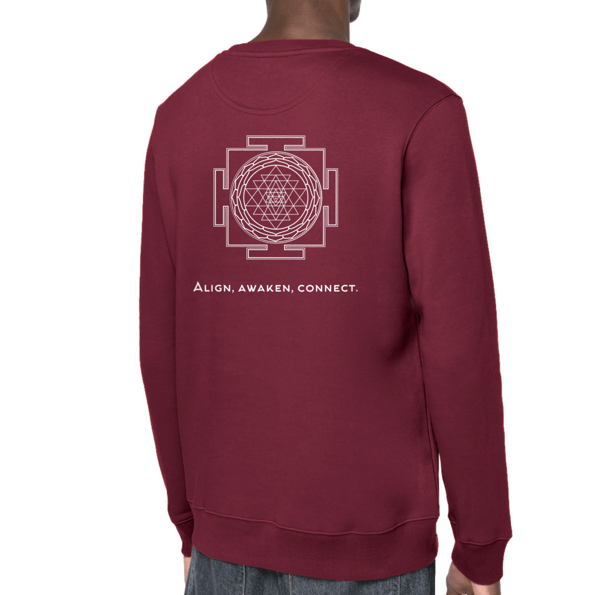 sweattshirt bordeaux protection énergétique ancrage équilibre sri yantra symbole indien vibratoire géométrie sacrée