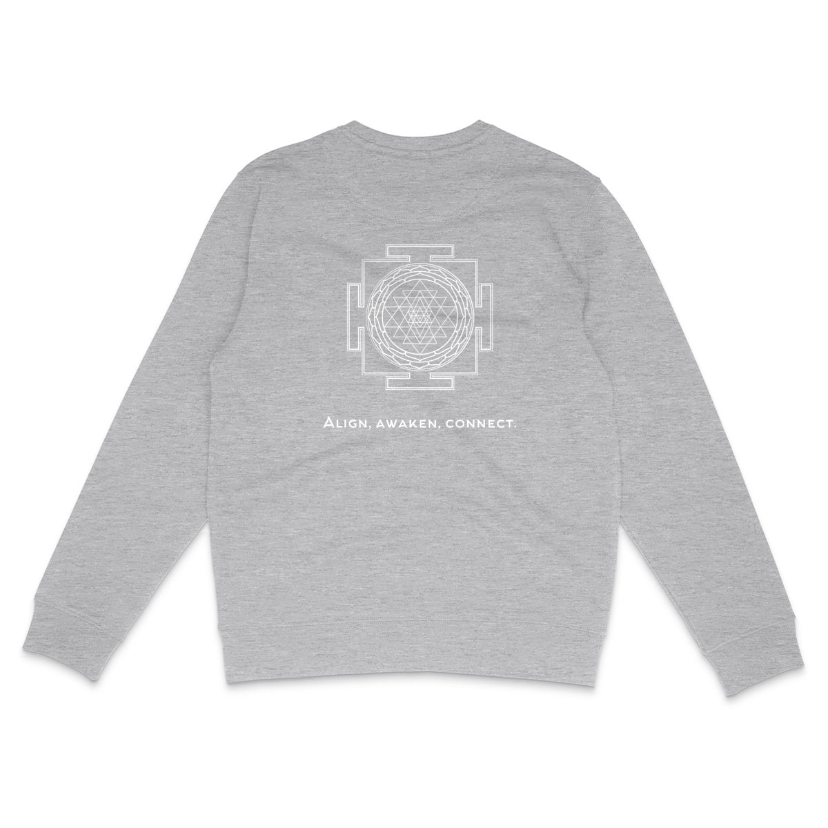 sweattshirt gris protection énergétique ancrage équilibre sri yantra symbole indien vibratoire géométrie sacrée