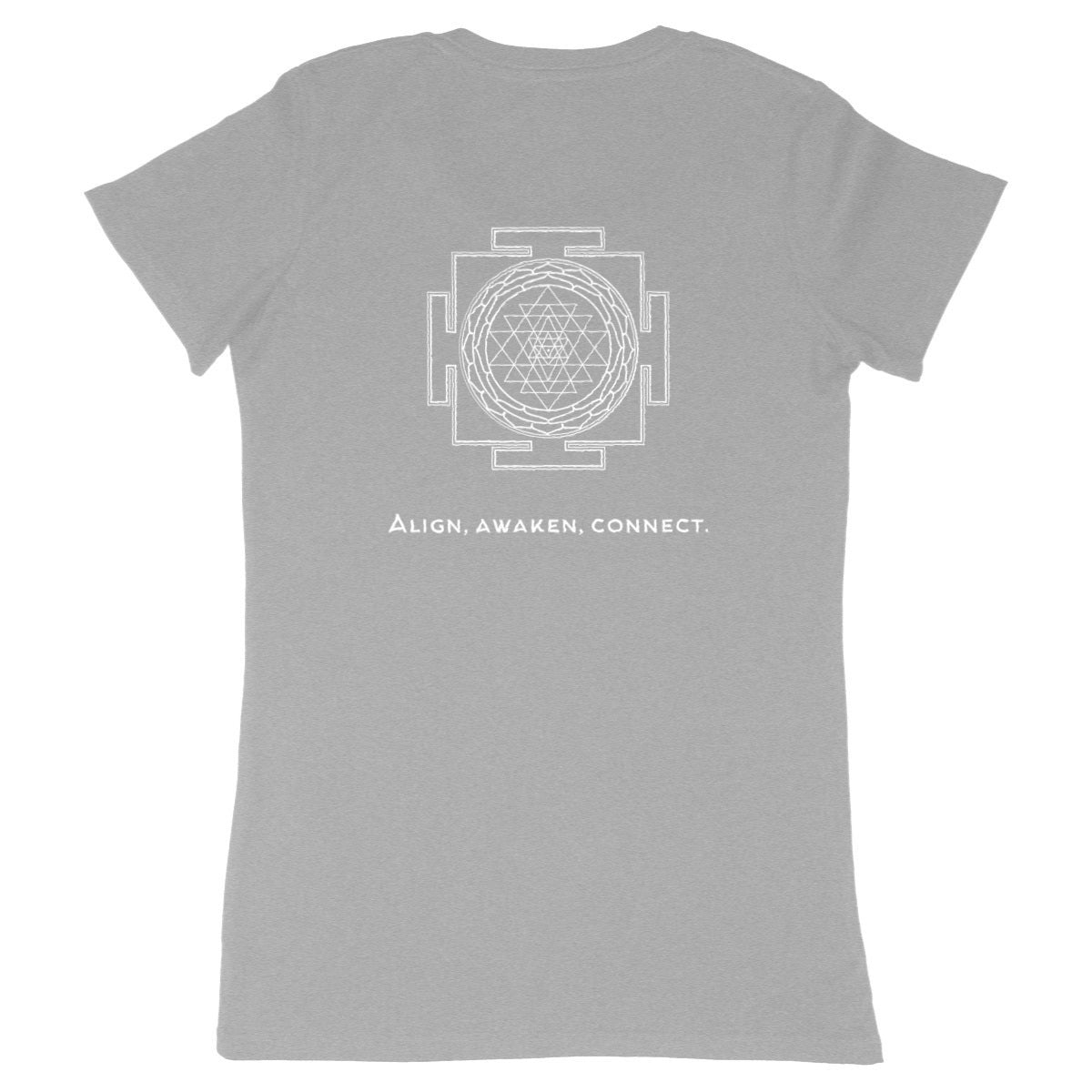 tshirt femme gris protection énergétique ancrage équilibre sri yantra symbole indien vibratoire géométrie sacrée