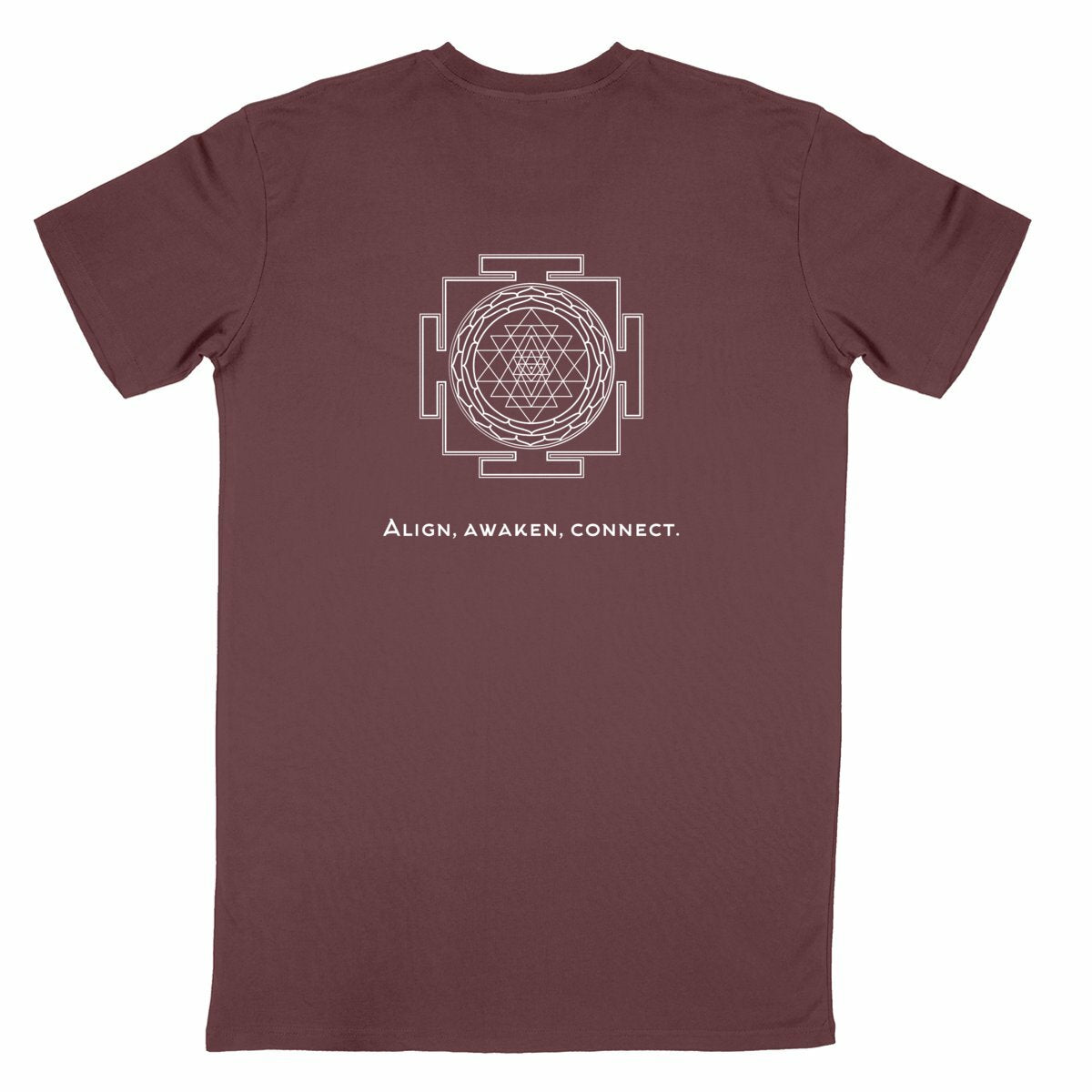 tshirt homme bordeaux protection énergétique ancrage équilibre sri yantra symbole indien vibratoire géométrie sacrée