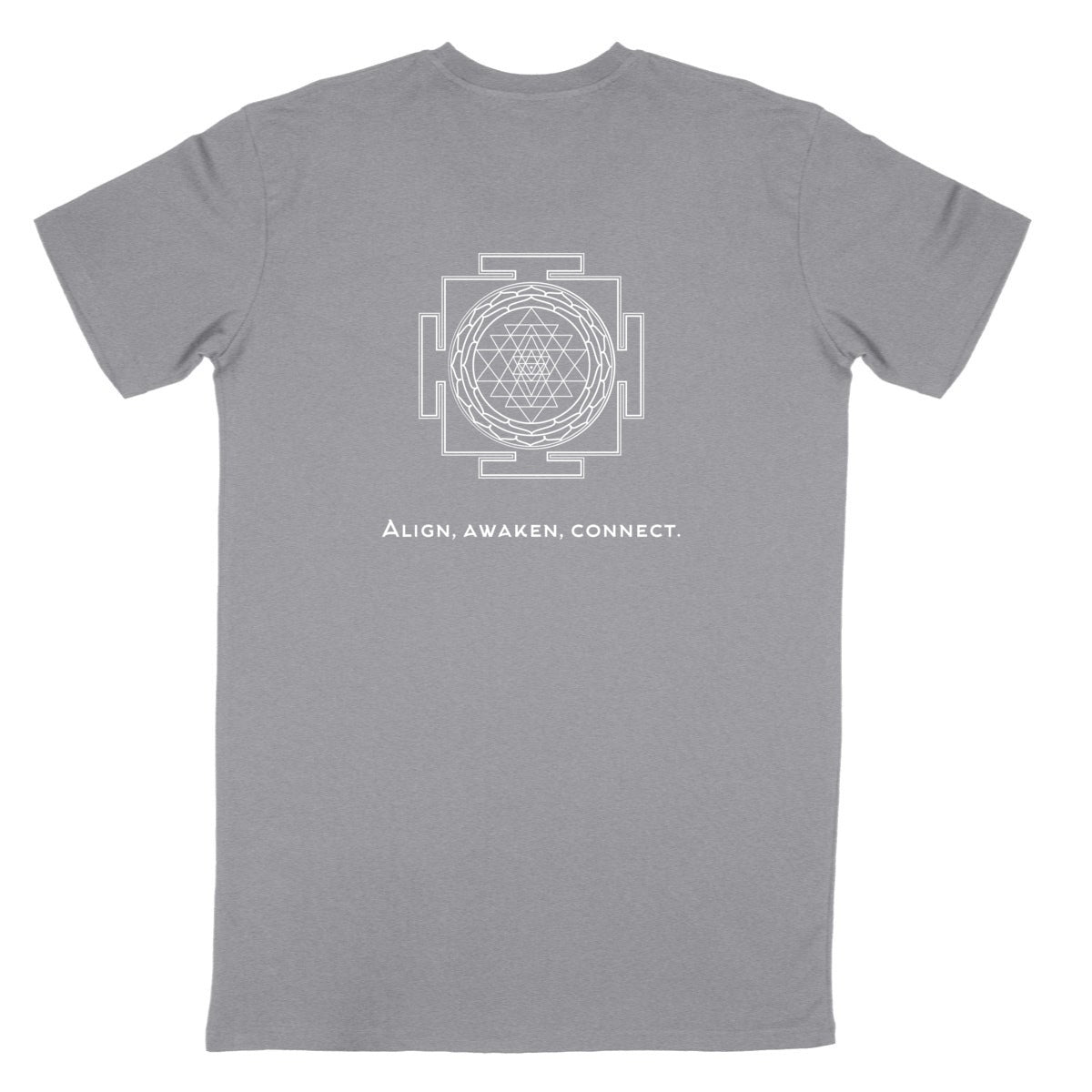 tshirt homme gris protection énergétique ancrage équilibre sri yantra symbole indien vibratoire géométrie sacrée