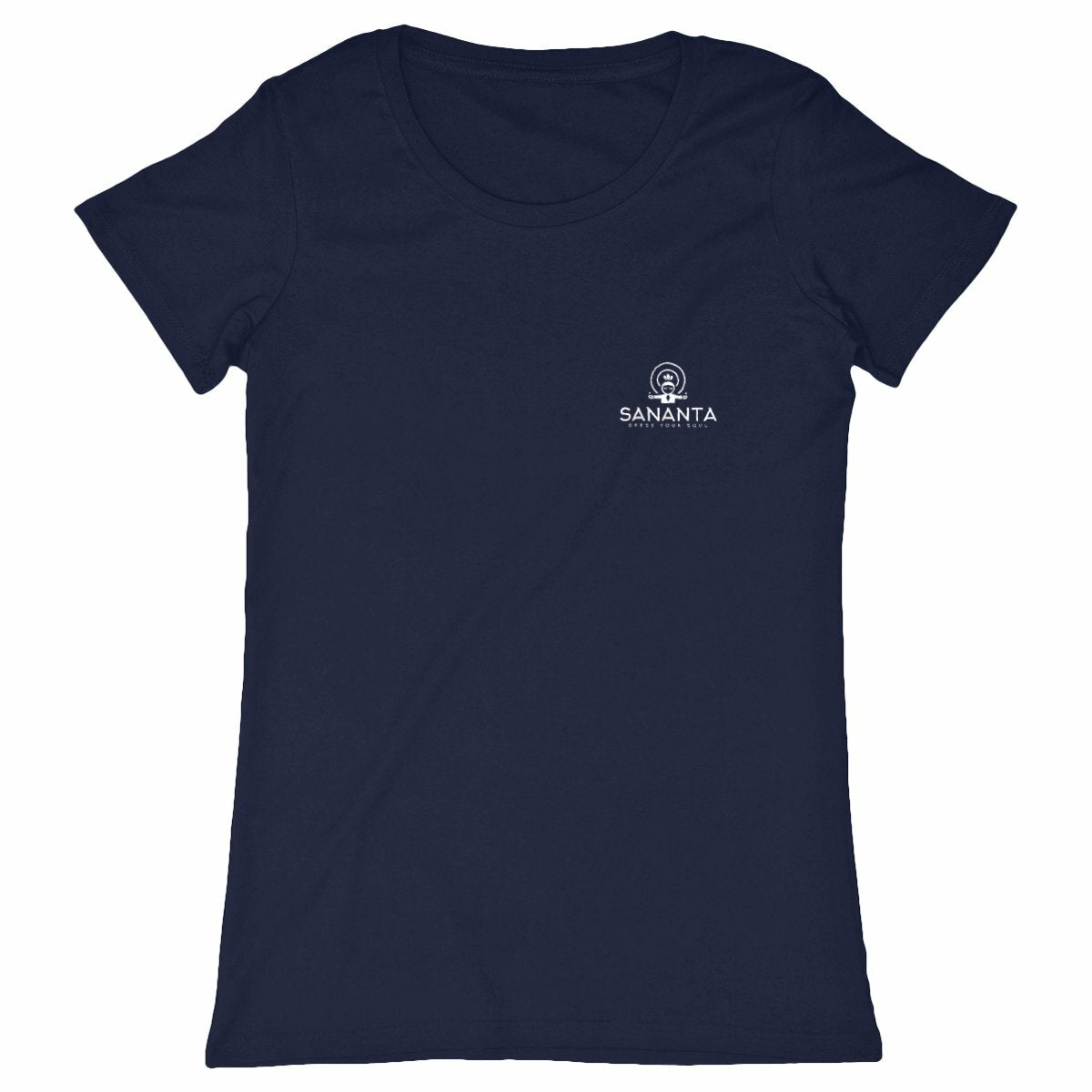 tshirt femme bleu marine protection énergétique ancrage yantra durga symbole indien vibratoire géométrie sacrée